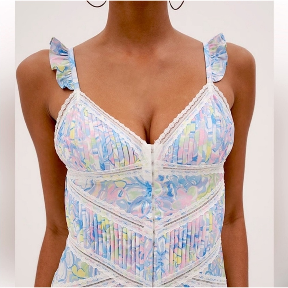 For Love And Lemons Midsummer Floral Mini Slip Dress In Medium - Picture 9 of 10